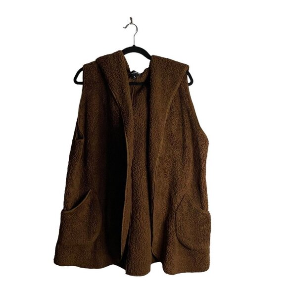 Zenana Outfitters Women's Teddy Long Line Sleeveless Hooded Cardigan - Picture 1 of 7